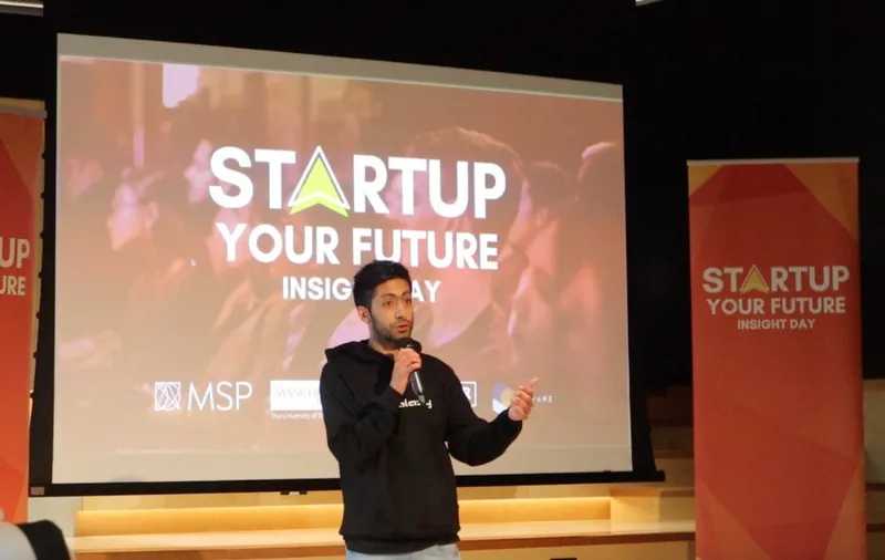 Naeem Shabir speaking at Startup Your Future Insight Day